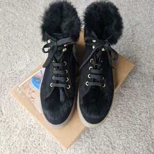 KMB High Top Real Fur Platform Sneakers Size 41 = US 10